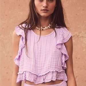 Free People Lavender Ruffle  Top